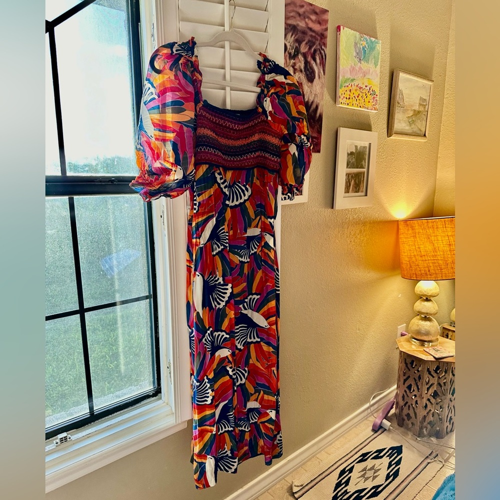 Farm Rio toucan Colorful Patterned Maxi Dress - Picture 3 of 6
